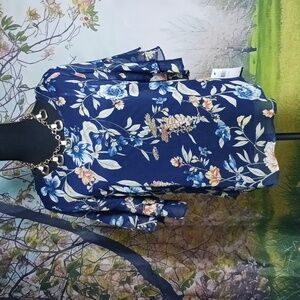 NWT ALYX XS blue flower dressy top with under top.